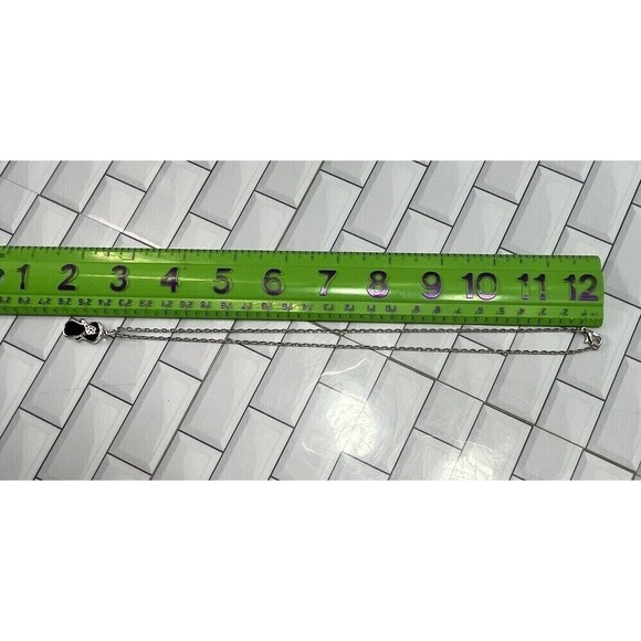 Y2K Flip Flop Necklace Sterling Silver Plated Flower Power Black & Pink Fairy - Picture 6 of 7